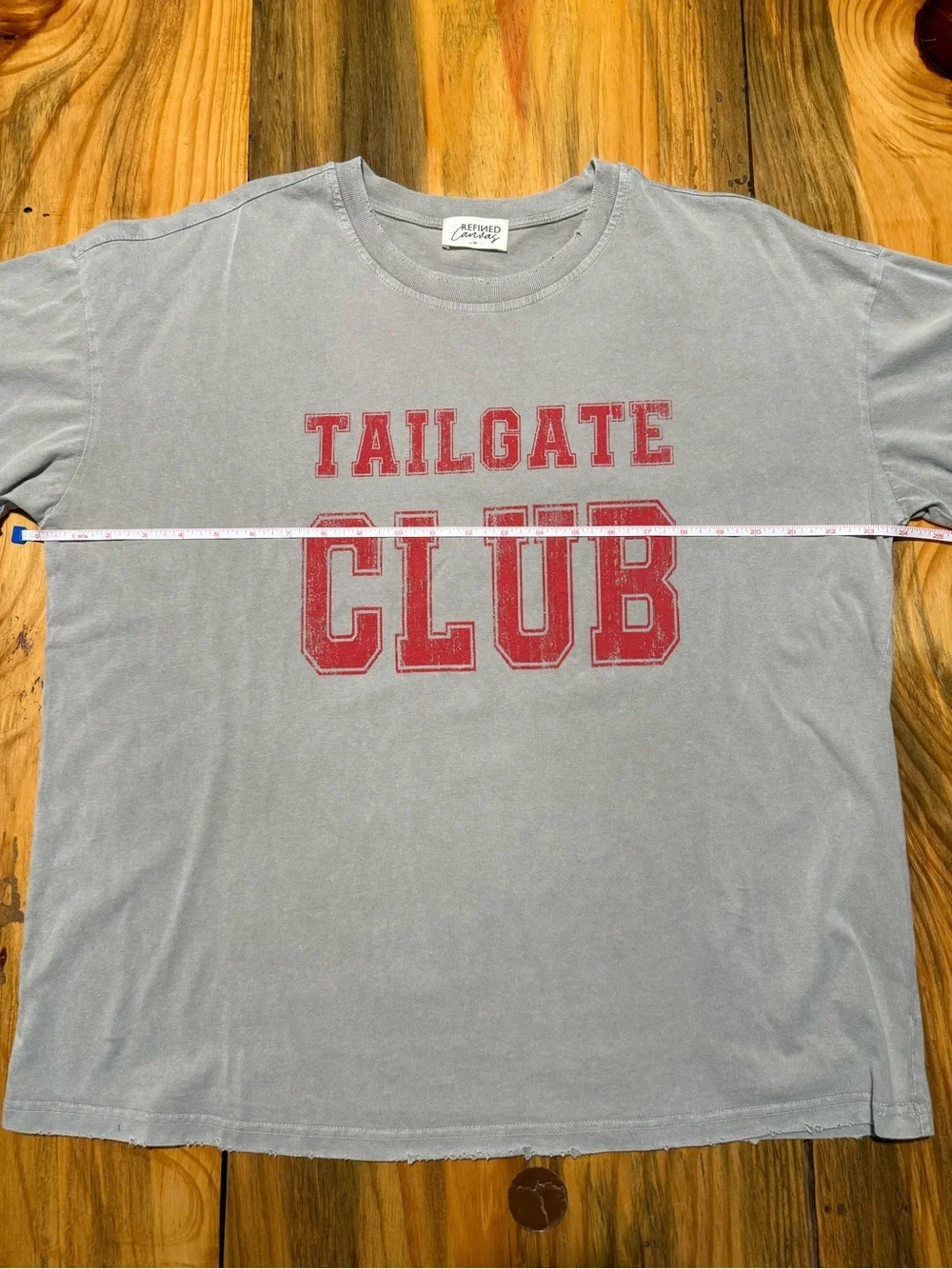 Tailgate Club Short Sleeve Tee - Gray with Red Print, Women’s Medium - Picture 3 of 6